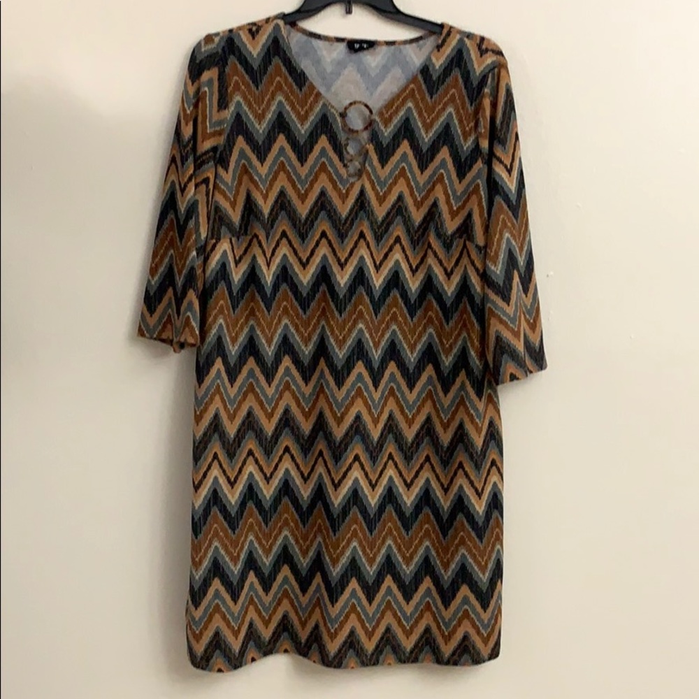 Plus size chevron print dress